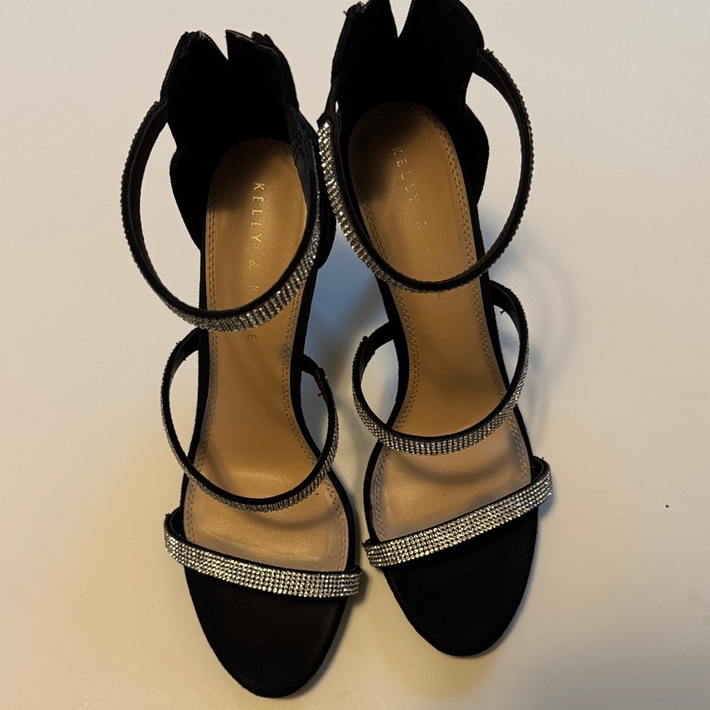 Kelly & Katie Black and Silver Strappy Heels